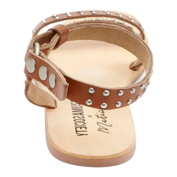 AMUSE SOCIETY  X MATISSE ROCK MUSE TAN LEATHER STUDDED FLAT SANDALS **NWOT** - Picture 13 of 14